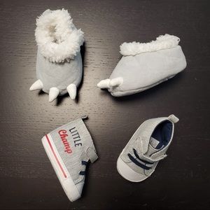 Baby hightop shoe and claw slippers.  0-3 months.